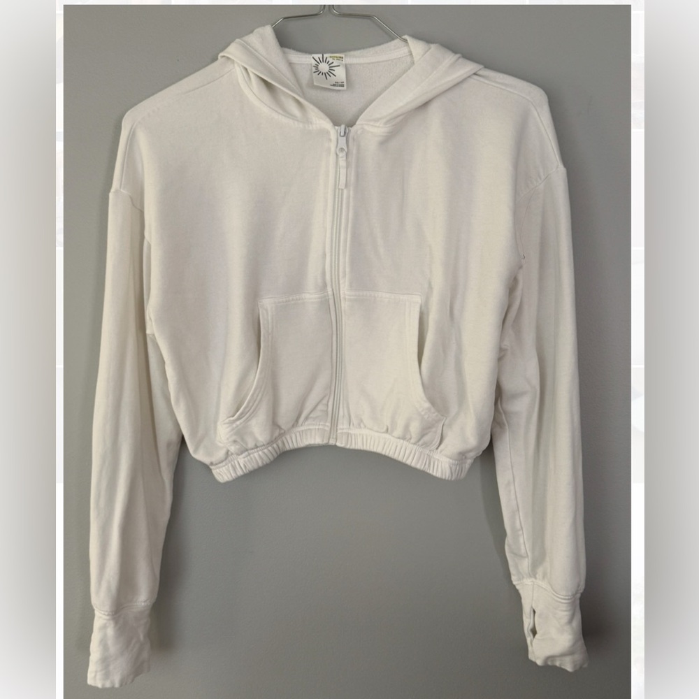 Offline by Aerie White Cropped Long Sleeve Sweatshirt Juniors XS